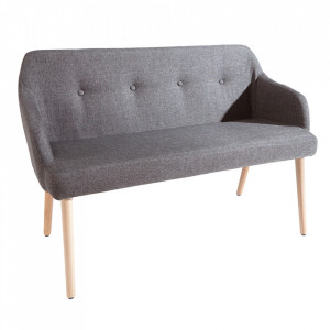 Banca gri din poliester si lemn 116 cm Scandinavia Invicta Interior
