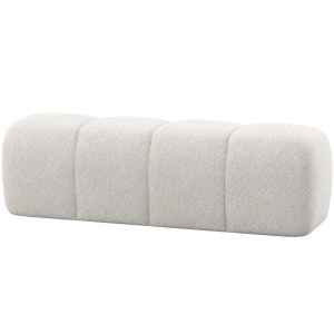 Bancheta ecru din textil 160 cm Mojo Wooly Woood