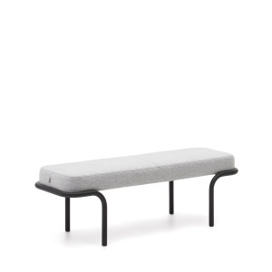 Bancheta gri/neagra din textil 130 cm Compo Kave Home