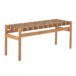 Bancheta maro din lemn de stejar si poliester 113 cm Roel Bloomingville
