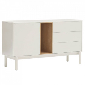 Bufet inferior crem/maro din lemn 140 cm Corvo Teulat