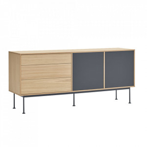 Bufet inferior gri antracit/maro din metal 180 cm Yoko Teulat