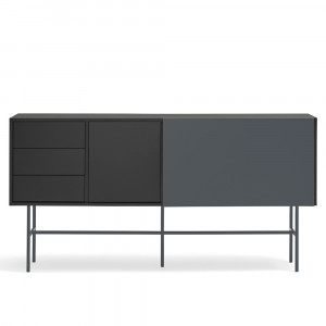Bufet inferior gri antracit/negru din metal 180 cm Nube Teulat