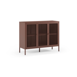 Bufet inferior rosu burgund din metal 121 cm Fayna 3D The Home Collection