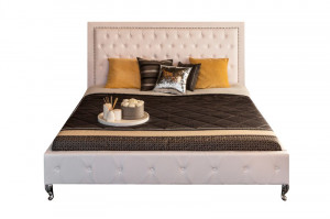 Cadru pat alb din piele si MDF 190x215 cm Extravagancia Invicta Interior