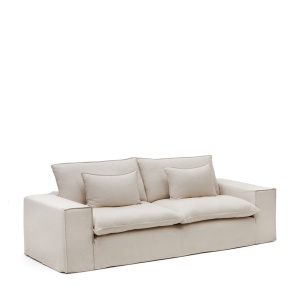 Canapea bej din textil pentru 3 persoane Anarela Kave Home