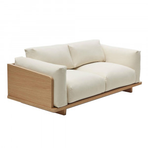 Canapea bej/maro din bumbac pentru 3 persoane Oaq Kave Home