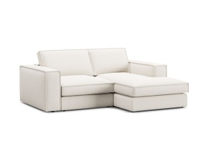 Canapea cu colt alba din textil pentru 2 persoane Pola Right Micadoni