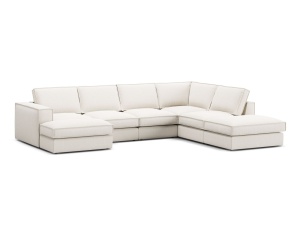 Canapea cu colt alba din textil pentru 5 persoane Pola Right Micadoni