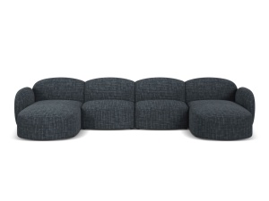 Canapea cu colt albastru navy din textil pentru 6 persoane Blair Baltimore Panoramic Micadoni