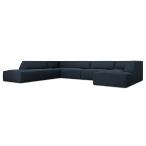 Canapea cu colt albastru navy din textil pentru 7 persoane Ruby Left Micadoni