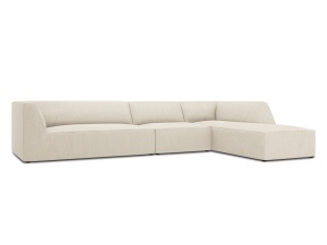 Canapea cu colt bej deschis din textil pentru 5 persoane Ruby Right Corduroy Micadoni