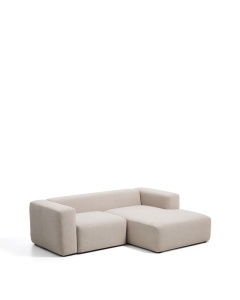 Canapea cu colt bej din textil pentru 2 persoane Blok Chenille Right Kave Home