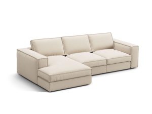 Canapea cu colt bej din textil pentru 3 persoane Pola Left Micadoni
