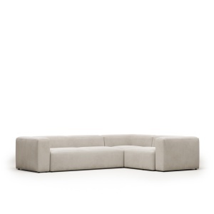 Canapea cu colt bej din textil pentru 4 persoane Blok Large Kave Home