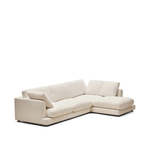 Canapea cu colt bej din textil pentru 4 persoane Gala Right Kave Home