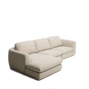 Canapea cu colt bej din textil pentru 4 persoane Vera Left Kave Home