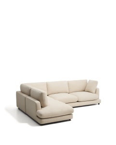 Canapea cu colt bej din textil pentru 5 persoane Gala Chenille Left Kave Home