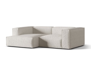 Canapea cu colt bej/gri din textil pentru 3 persoane Nuria Left Boucle Micadoni