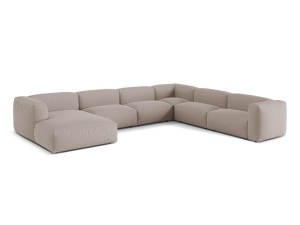 Canapea cu colt bej inchis din textil pentru 6 persoane Martina Right Micadoni