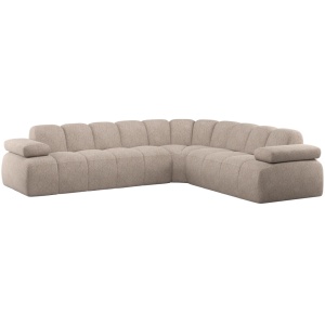 Canapea cu colt bej nisipiu din textil 310 cm Mojo Woolly Right Woood