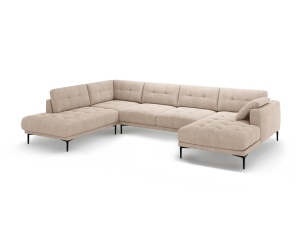 Canapea cu colt bej nisipiu din textil pentru 7 persoane Bemy Right Left Structural Micadoni