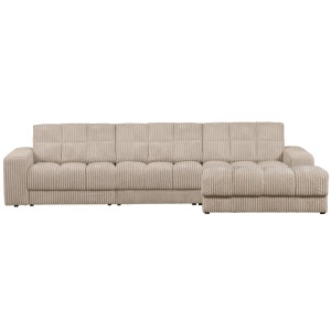 Canapea cu colt bej travertin din textil 316 cm Second Date Rib Ferra Right Woood
