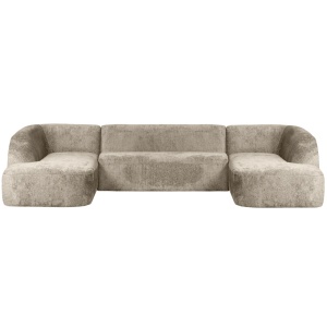Canapea cu colt crem din catifea 339 cm Sloping Woood