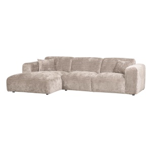 Canapea cu colt crem din textil 280 cm Cloud Left Chenille Woood