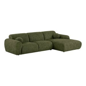 Canapea cu colt din textil verde 300 cm Clyde Right House Nordic