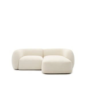 Canapea cu colt ecru din textil pentru 2 persoane Martina Chenille Right Kave Home