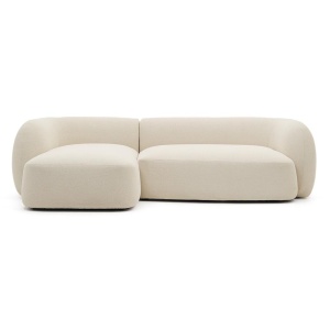 Canapea cu colt ecru din textil pentru 3 persoane Martina Chenille Left Kave Home