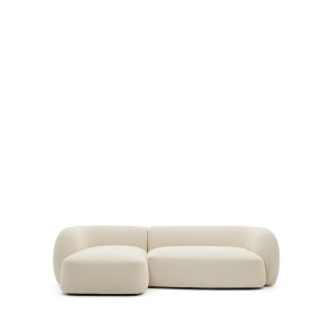 Canapea cu colt ecru din textil pentru 3 persoane Martina Chenille Left Kave Home
