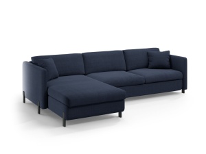 Canapea cu colt extensibila albastra din textil pentru 4 persoane Gloria Left Micadoni