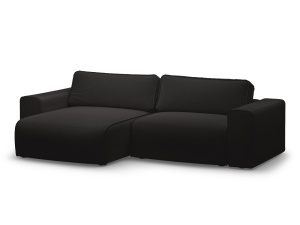 Canapea cu colt extensibila neagra din textil pentru 3 persoane Victor Left Micadoni
