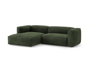 Canapea cu colt extensibila verde din catifea pentru 4 persoane Martina Left Micadoni
