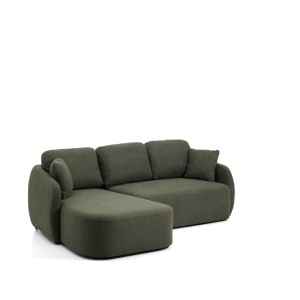 Canapea cu colt extensibila verde din textil pentru 3 persoane Laira Left Kave Home
