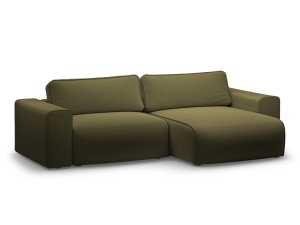 Canapea cu colt extensibila verde din textil pentru 3 persoane Victor Right Micadoni