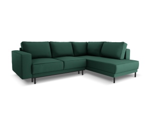 Canapea cu colt extensibila verde din textil pentru 5 persoane Caro Right Micadoni