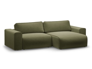 Canapea cu colt extensibila verde muschi din catifea pentru 3 persoane Victor Right Micadoni