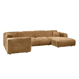 Canapea cu colt galben miere din textil 345 cm Cloud Left Chenille Woood
