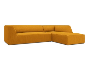 Canapea cu colt galbena din textil pentru 4 persoane Ruby Scala Corduroy Right Micadoni