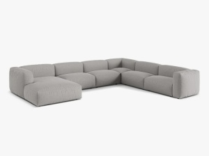 Canapea cu colt gri deschis din textil pentru 6 persoane Martina Right Micadoni