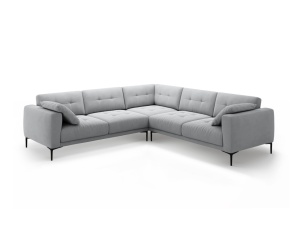 Canapea cu colt gri din catifea pentru 5 persoane Bemy Velvet Micadoni