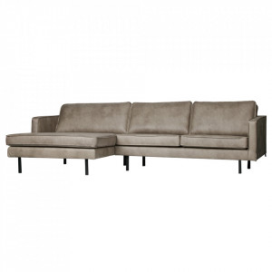 Canapea cu colt gri din nailon si poliuretan 300 cm Rodeo Left Be Pure Home