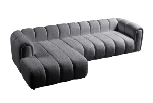 Canapea cu colt gri inchis din textil 265 cm L-Line Left Boucle The Home Collection