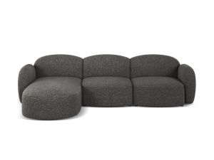Canapea cu colt gri inchis din textil pentru 4 persoane Blair Eden Left Micadoni