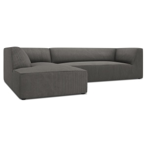 Canapea cu colt gri inchis din textil pentru 4 persoane Ruby Corduroy Left Micadoni