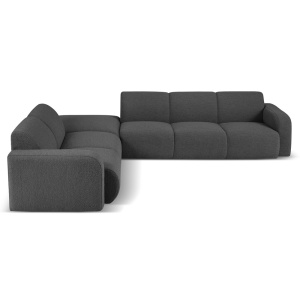 Canapea cu colt gri inchis din textil pentru 6 persoane Molino Boucle Left Micadoni