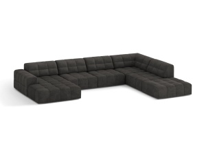 Canapea cu colt gri inchis din textil pentru 7 persoane Jennifer Panoramic Chenille Right Micadoni